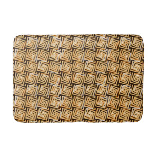 Mid-Century Modern square spirals - tan multi Bath Mat