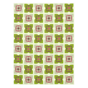 Mid Century Modern Squares Pattern Green Tablecloth