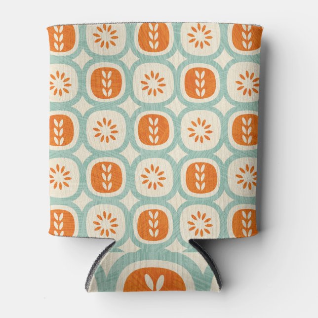Mid-Century Modern Squares Seamless Pattern Can Cooler (Front)