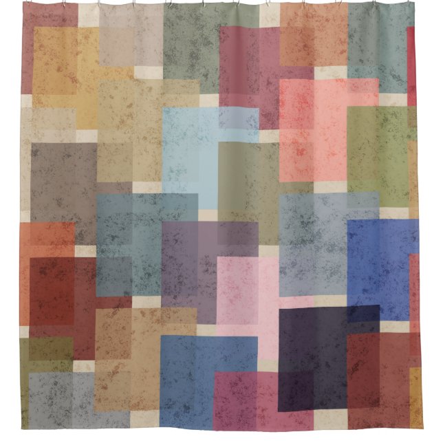 Mid Century Modern Squares Shower Curtain (Front)