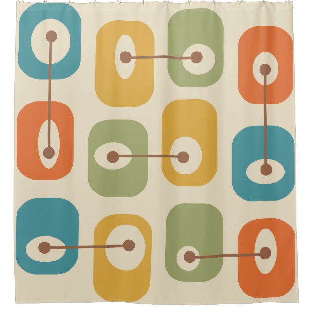 Mid Century Modern Squishy Cubes Shower Curtain (Front)