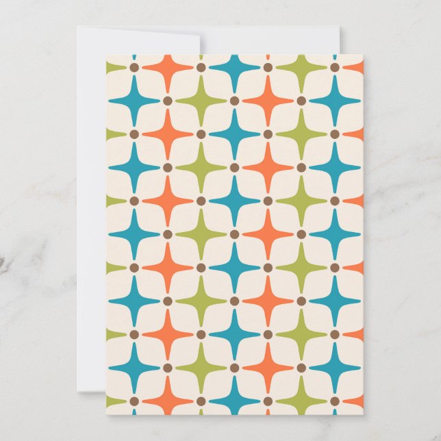 Mid Century Modern Star Pattern Holiday Card (Front)