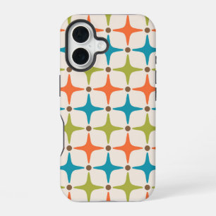 Mid Century Modern Star Pattern iPhone 16 Case