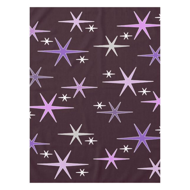 Mid Century Modern Star Sky Purple Tablecloth (Front)