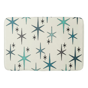 Mid Century Modern Star Sky Turquoise Bath Mat