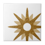 Mid-Century Modern Starburst Bold Off-Set Tile<br><div class="desc">Mid-century modern inspired design featuring a single vintage retro gold starburst off-set to the lower right, on a white background. Simple, clean modern design. Create your own custom tile by uploading a new image, or use the "message" button to contact the designer for help. To create your own design: 1....</div>