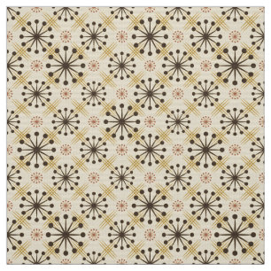 Mid Century Modern Starburst Brown Clay Pattern Fabric