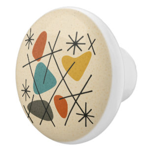 Mid Century Modern Starburst Ceramic Knob