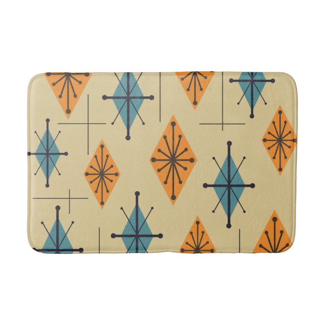Mid Century Modern Starburst Diamonds Bath Mat (Front)
