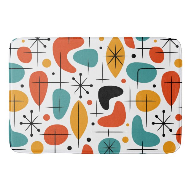 Mid Century Modern Starburst Pattern Bath Mat (Front)