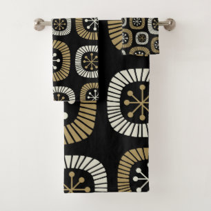 Mid Century Modern Starburst Pattern Bath Towel Set