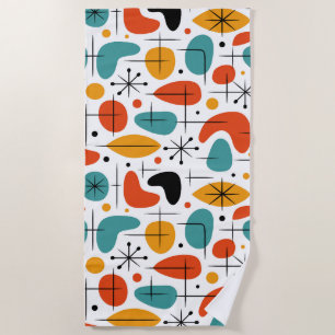 Mid Century Modern Starburst Pattern Beach Towel