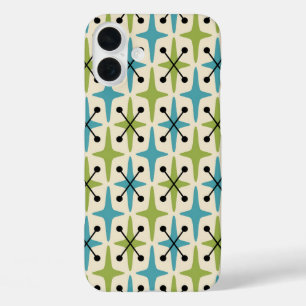 Mid Century Modern Starburst Pattern iPhone 16 Plus Case
