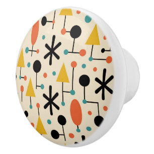 Mid Century Modern Starburst Pattern Ceramic Knob
