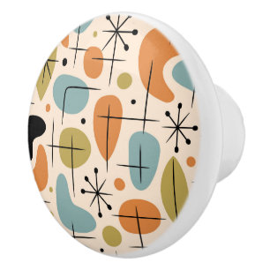 Mid Century Modern Starburst Pattern Ceramic Knob