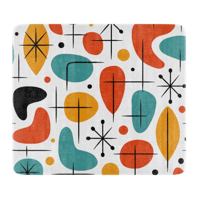 Mid Century Modern Starburst Pattern Cutting Board (Front)