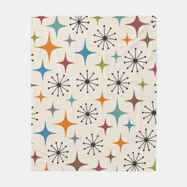 Mid Century Modern Starburst Pattern Fleece Blanket (Front)