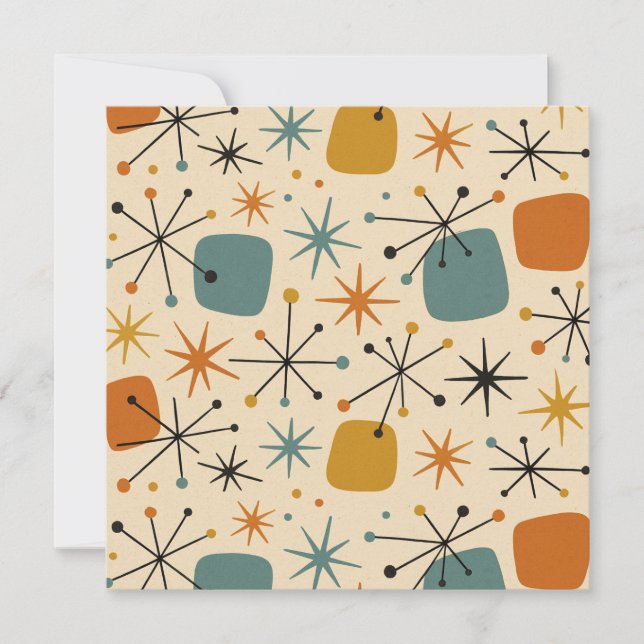 Mid Century Modern Starburst Pattern Invitation (Front)