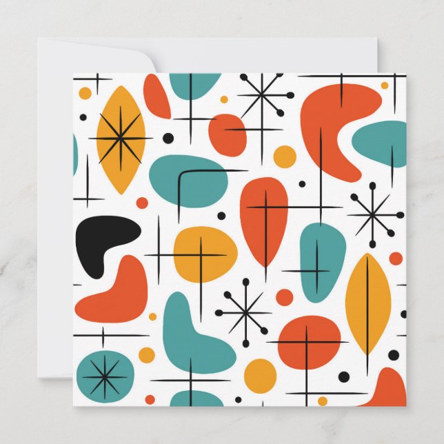 Mid Century Modern Starburst Pattern Invitation (Front)