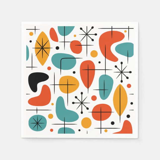 Mid Century Modern Starburst Pattern Napkin (Front)