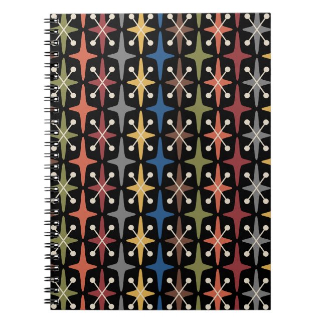Mid Century Modern Starburst Pattern Notebook (Front)