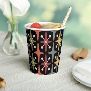 Mid Century Modern Starburst Pattern Paper Cups