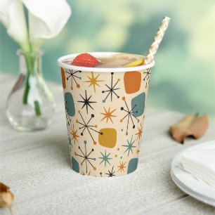 Mid Century Modern Starburst Pattern Paper Cups
