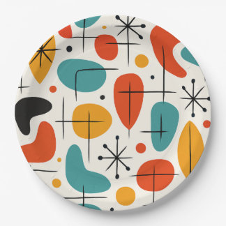 Mid Century Modern Starburst Pattern Paper Plate