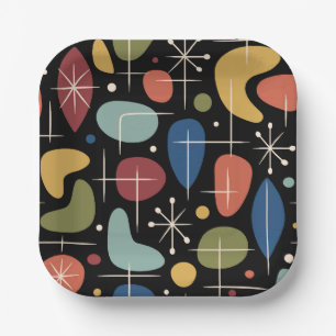 Mid Century Modern Starburst Pattern Paper Plate