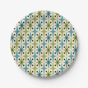 Mid Century Modern Starburst Pattern Paper Plate