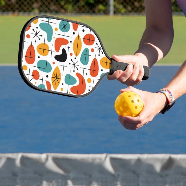 Mid Century Modern Starburst Pattern Pickleball Paddle (Insitu)