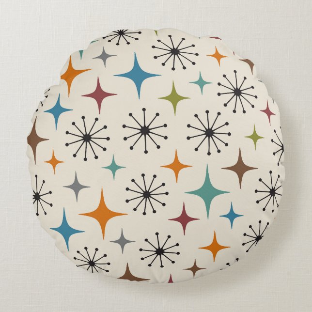Mid Century Modern Starburst Pattern Round Cushion (Front)