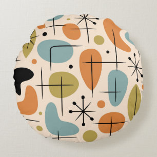 Mid Century Modern Starburst Pattern Round Cushion
