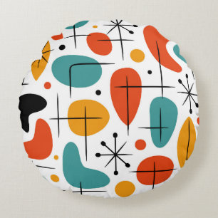 Mid Century Modern Starburst Pattern Round Cushion