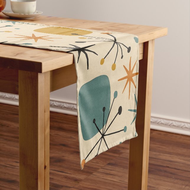 Mid Century Modern Starburst Pattern Short Table Runner (In Situ)