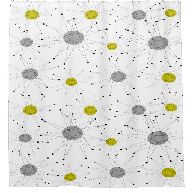 Mid-Century Modern Starburst Pattern Shower Curtain (Front)