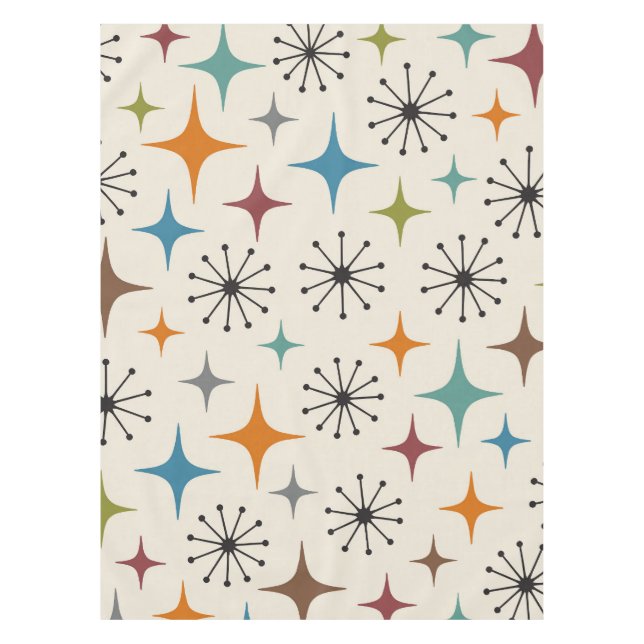 Mid Century Modern Starburst Pattern Tablecloth (Front)