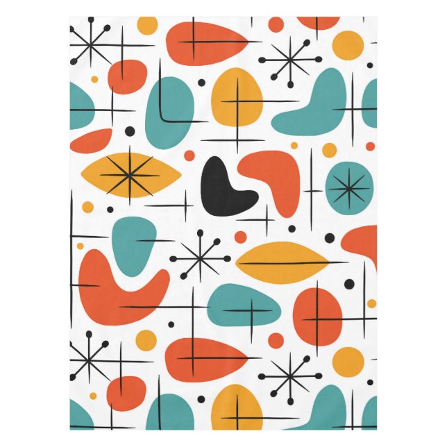 Mid Century Modern Starburst Pattern Tablecloth (Front)