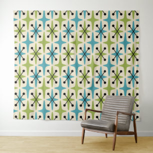 Mid Century Modern Starburst Pattern Tapestry