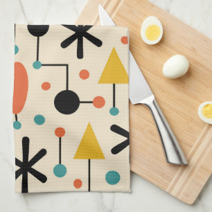 Mid Century Modern Starburst Pattern Tea Towel
