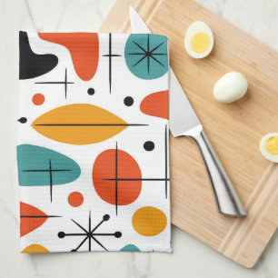 Mid Century Modern Starburst Pattern Tea Towel