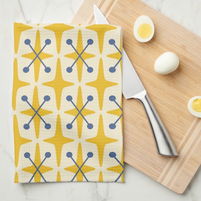 Mid Century Modern Starburst Pattern Tea Towel (Quarter Fold)