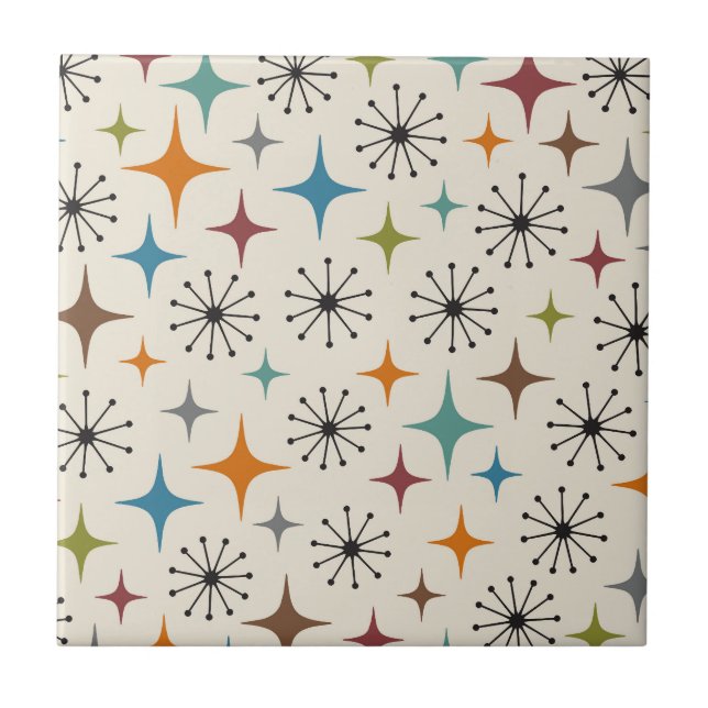 Mid Century Modern Starburst Pattern Tile (Front)
