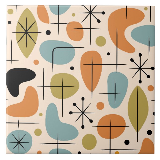 Mid Century Modern Starburst Pattern Tile (Front)
