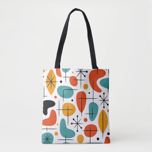 Mid Century Modern Starburst Pattern Tote Bag (Front)