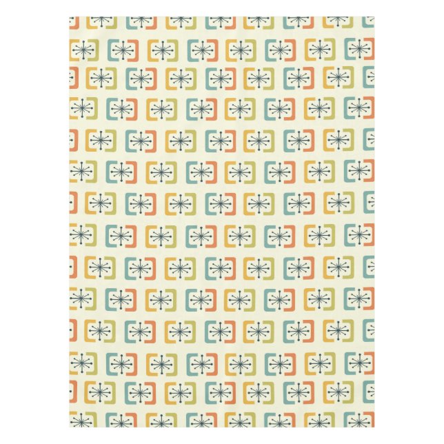 Mid Century Modern Starburst Shells Tablecloth (Front)