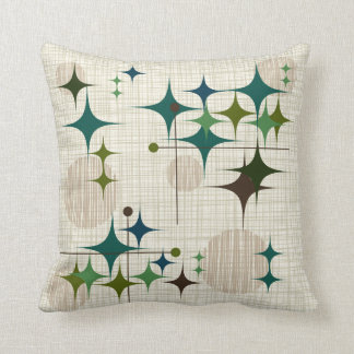 Mid Century Modern Starbursts and Globes Cushion
