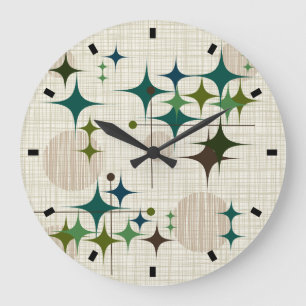 Mid Century Modern Starbursts and Globes Large Clock