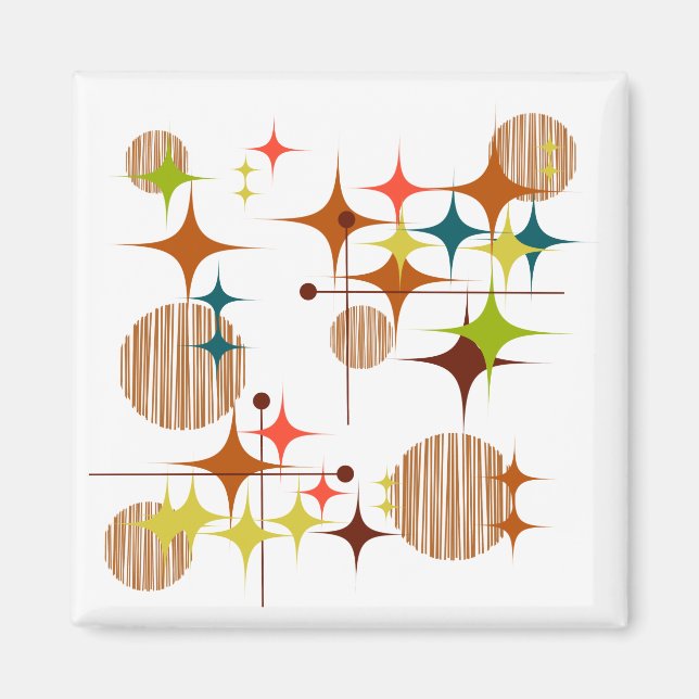 Mid Century Modern Starbursts and Globes Magnet (Front)