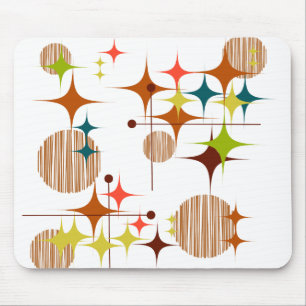 Mid Century Modern Starbursts and Globes Mouse Pad
